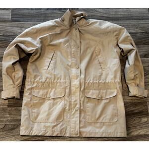 VTG 90s Cabin Creek Barn Jacket Women Large Tan Plaid Lined Chore Coat Gorpcore